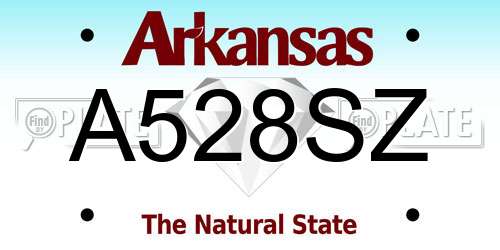 A528SZ Arkansas License Plate