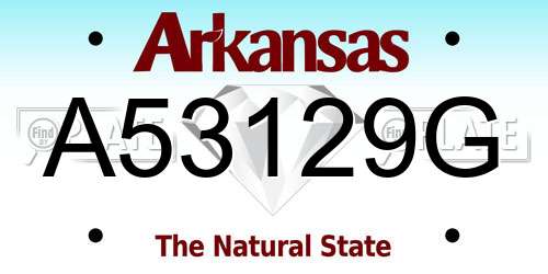 A53129G Arkansas License Plate