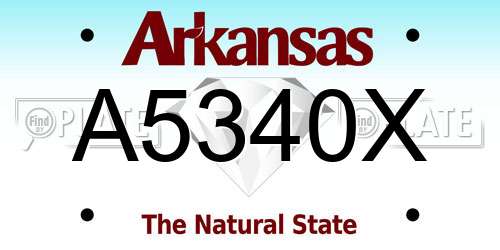 A5340X Arkansas License Plate