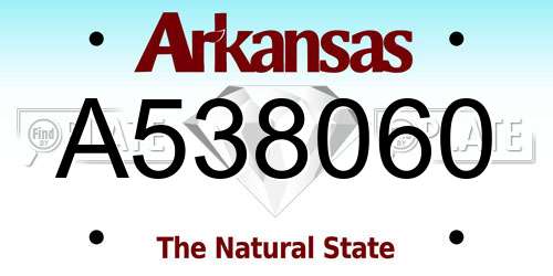 A538060 Arkansas License Plate
