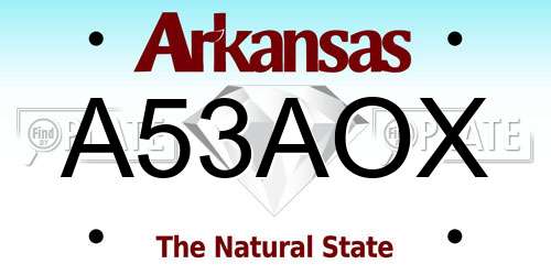 A53AOX Arkansas License Plate