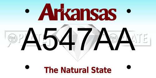 A547AA Arkansas License Plate
