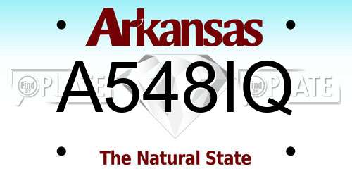 A548IQ Arkansas License Plate
