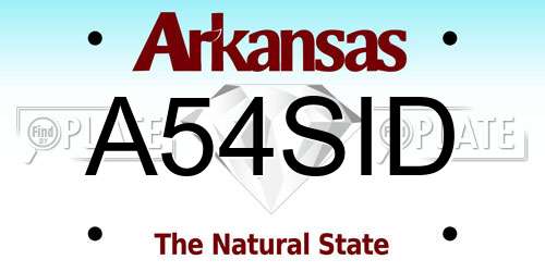 A54SID Arkansas License Plate