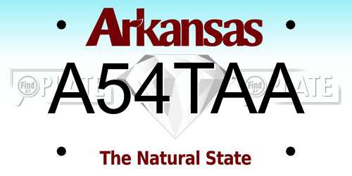 A54TAA Arkansas License Plate