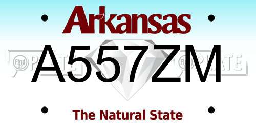 A557ZM Arkansas License Plate