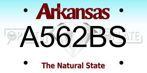 A562BS Arkansas License Plate