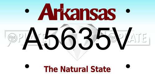A5635V Arkansas License Plate