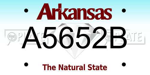 A5652B Arkansas License Plate