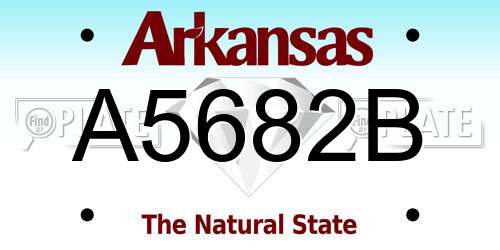 A5682B Arkansas License Plate