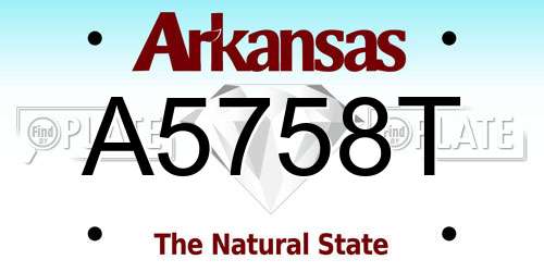 A5758T Arkansas License Plate