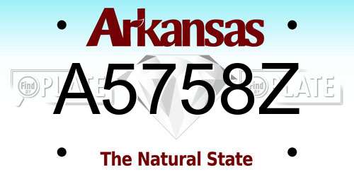 A5758Z Arkansas License Plate