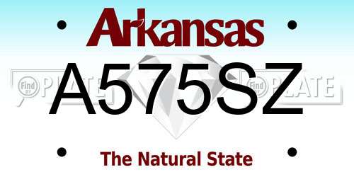 A575SZ Arkansas License Plate