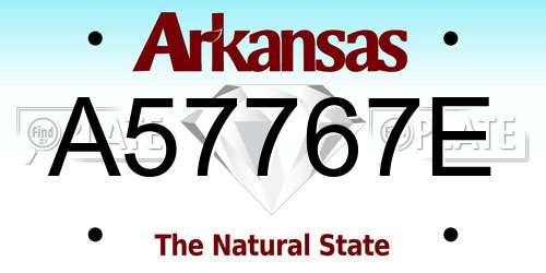 A57767E Arkansas License Plate