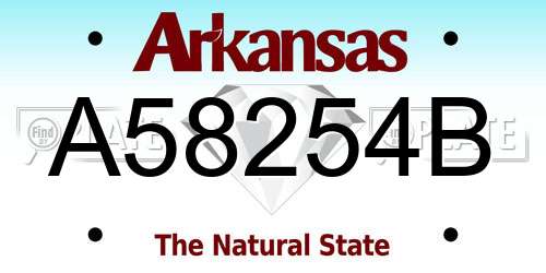 A58254B Arkansas License Plate