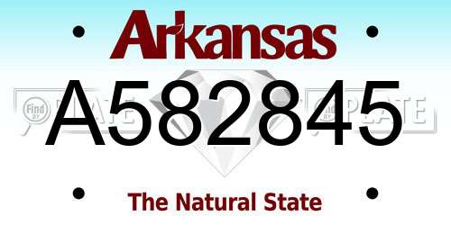 A582845 Arkansas License Plate