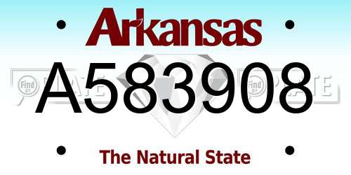 A583908 Arkansas License Plate