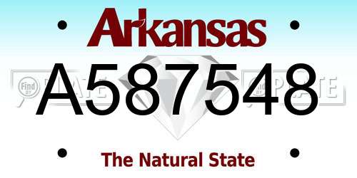 A587548 Arkansas License Plate