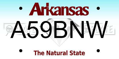 A59BNW Arkansas License Plate