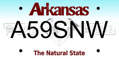 A59SNW Arkansas License Plate