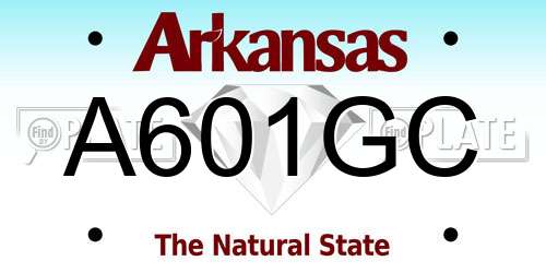 A601GC Arkansas License Plate