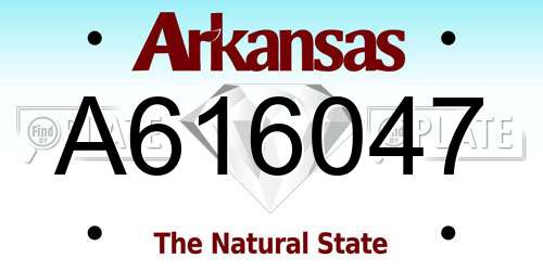 A616047 Arkansas License Plate