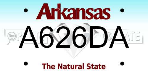 A626DA Arkansas License Plate