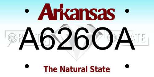 A626OA Arkansas License Plate