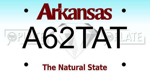 A62TAT Arkansas License Plate