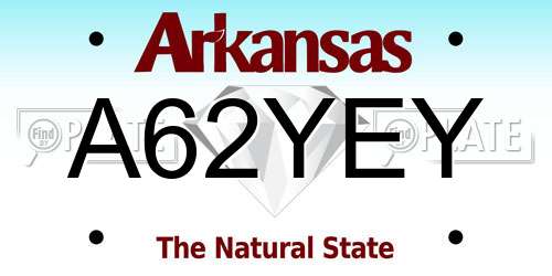 A62YEY Arkansas License Plate