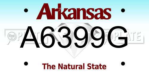 A6399G Arkansas License Plate