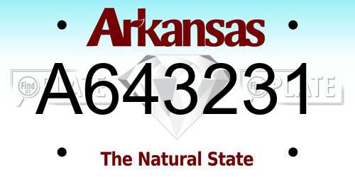 A643231 Arkansas License Plate