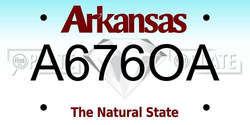 A676OA Arkansas License Plate