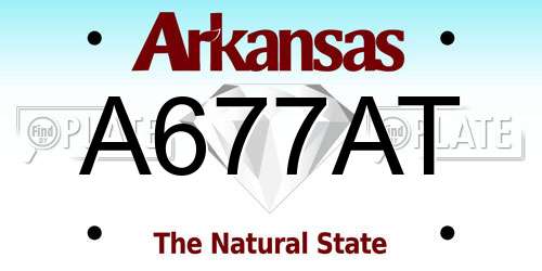 A677AT Arkansas License Plate