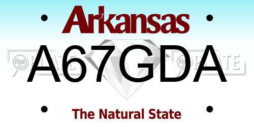 A67GDA Arkansas License Plate