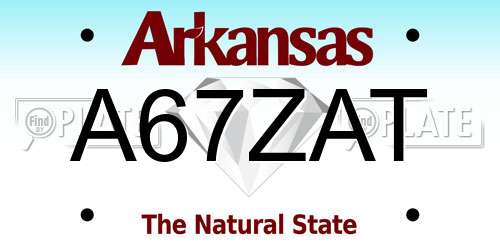 A67ZAT Arkansas License Plate