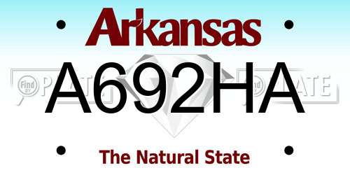 A692HA Arkansas License Plate