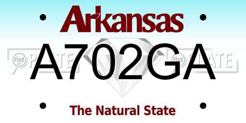 A702GA Arkansas License Plate
