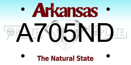 A705ND Arkansas License Plate