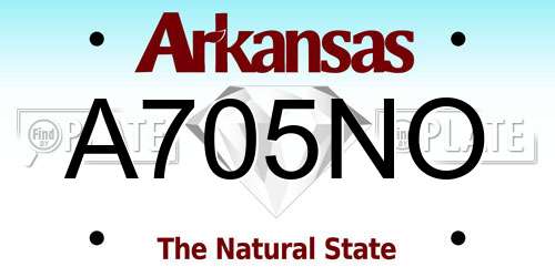 A705NO Arkansas License Plate