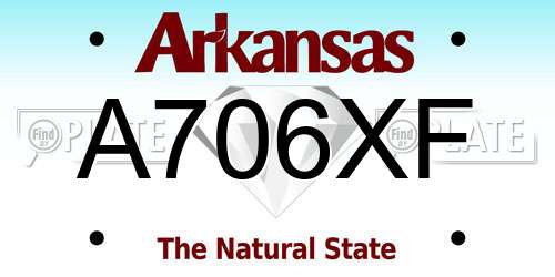 A706XF Arkansas License Plate