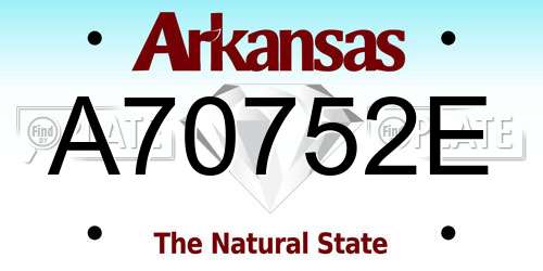 A70752E Arkansas License Plate