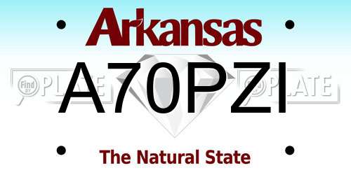 A70PZI Arkansas License Plate