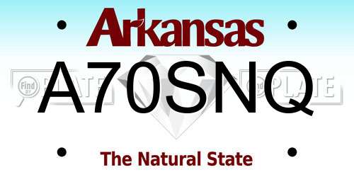 A70SNQ Arkansas License Plate