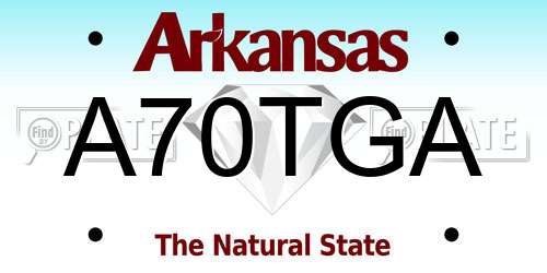 A70TGA Arkansas License Plate