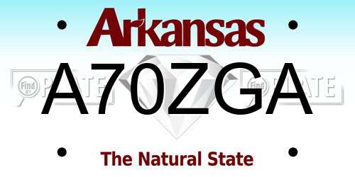 A70ZGA Arkansas License Plate