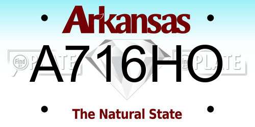 A716HO Arkansas License Plate
