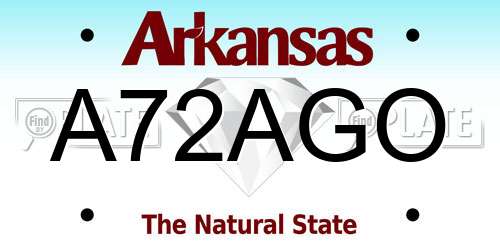 A72AGO Arkansas License Plate