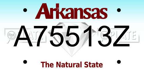 A75513Z Arkansas License Plate