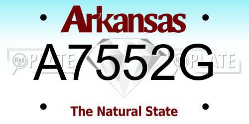 A7552G Arkansas License Plate